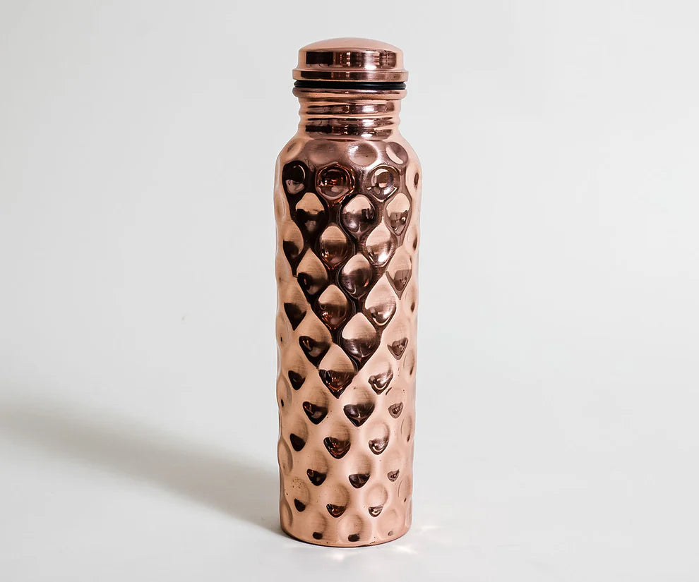 Copper Bottle with Honeycomb Design