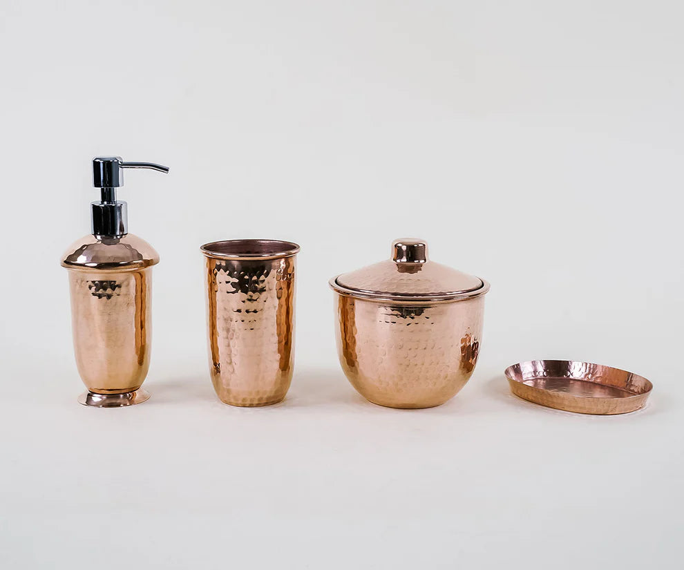 Florence-Inspired Handcrafted Copper Bathroom Set
