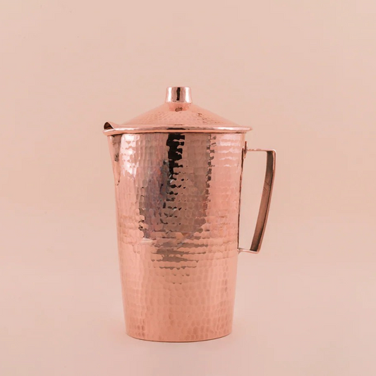 Handcrafted Copper Pitcher with Fitted Lid